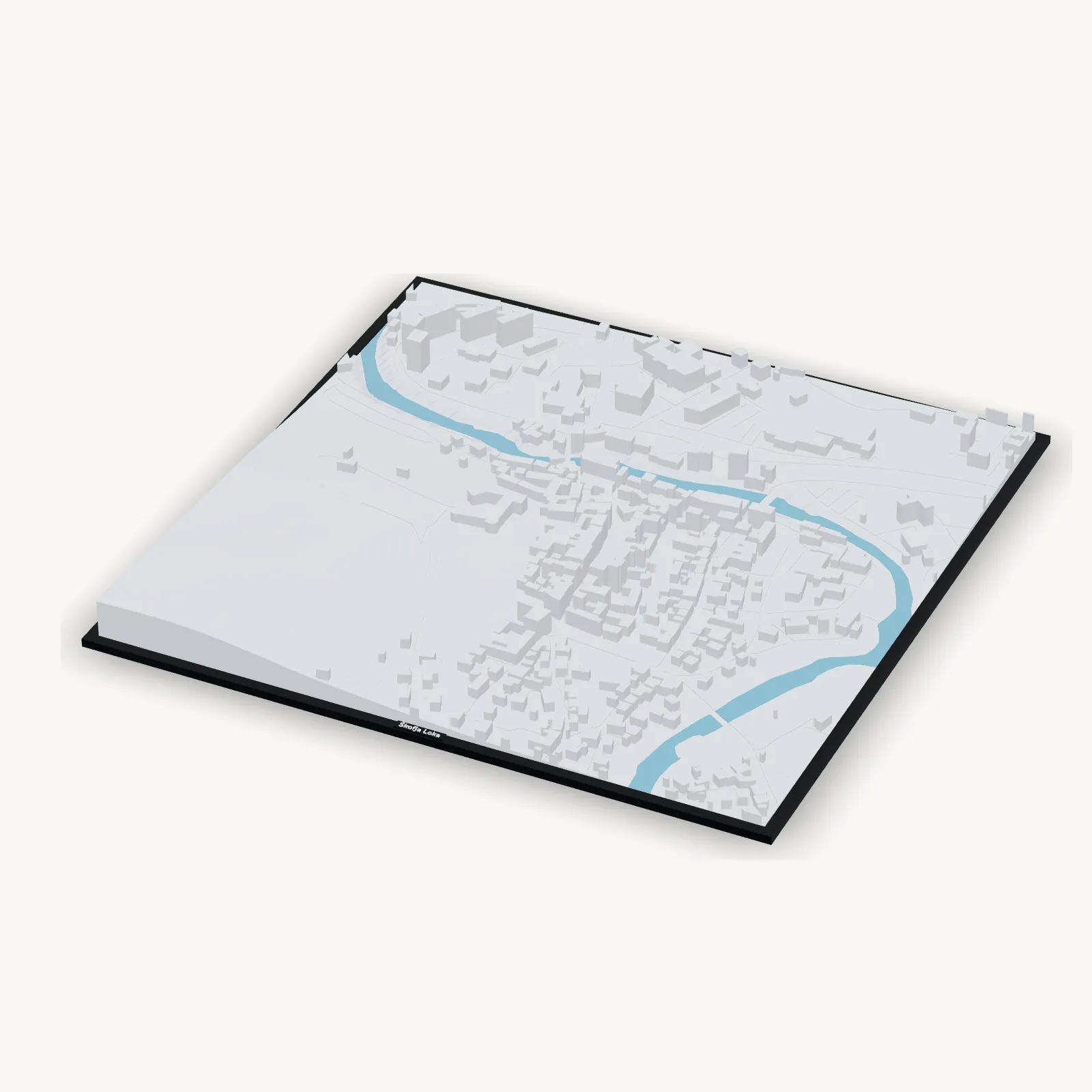 3D maketa Škofje Loke, 50 × 50 cm, belo-modra