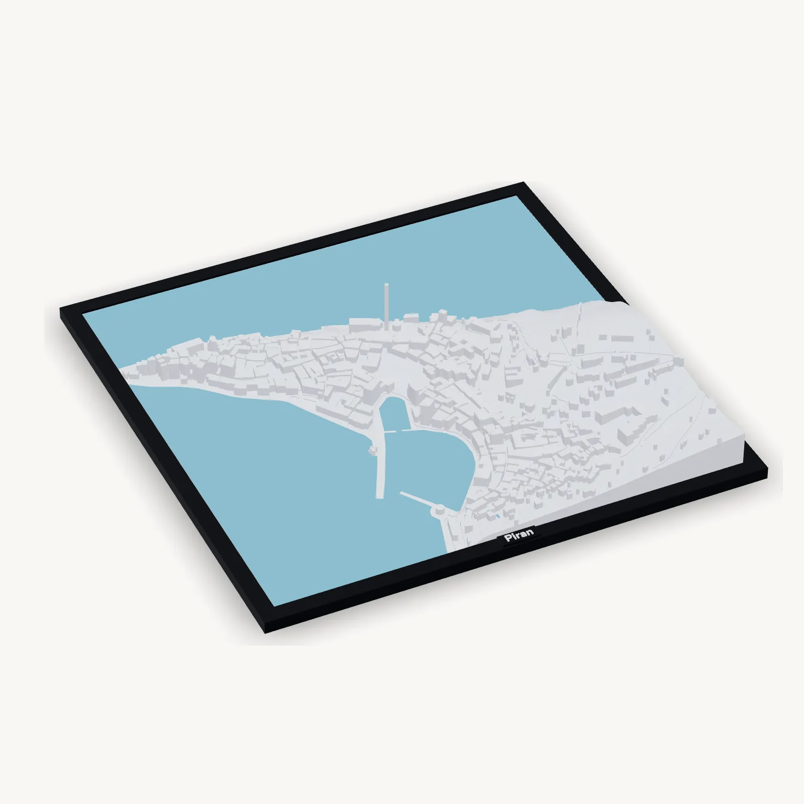 3D maketa Pirana, 25 × 25 cm, belo-modra